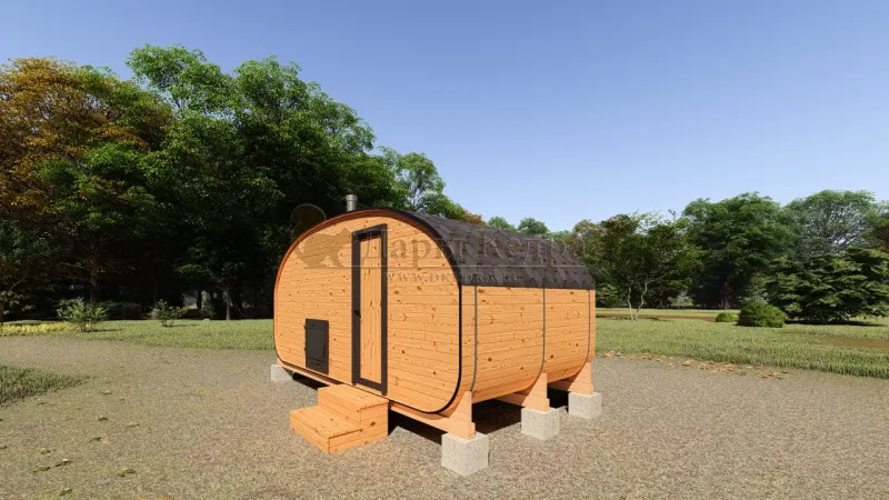 Баня-бочка «Гипоид» из кедра 5х2,2 метра (вариант 1)