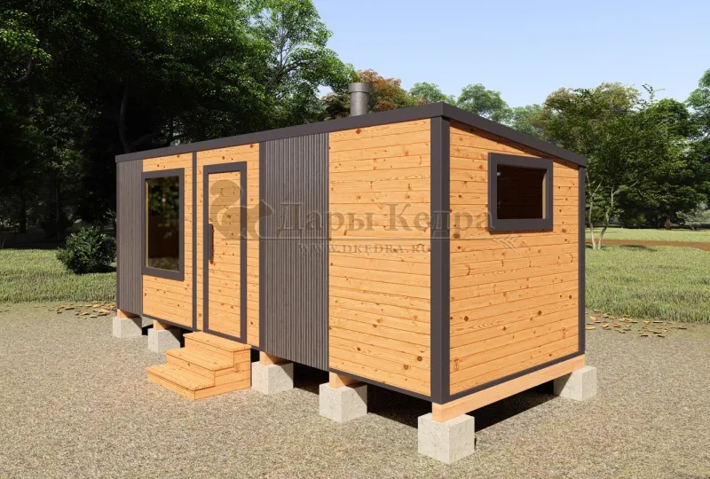 Каркасная баня «Лофт» из кедра 6х2,2 метра (вариант 1)
